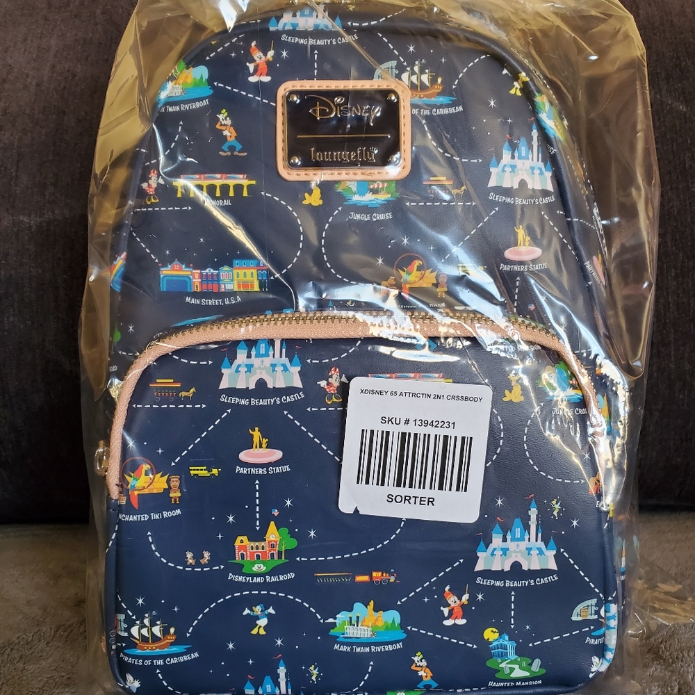 LOUNGEFLY Disneyland Map Mini Backpack & Cardholder - Picture 5 of 9